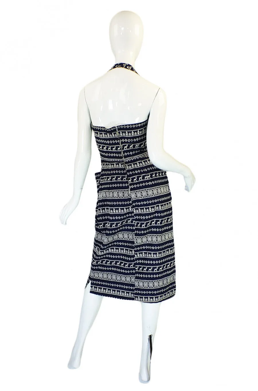 1950s Reindeer Embroidery Halter Dress