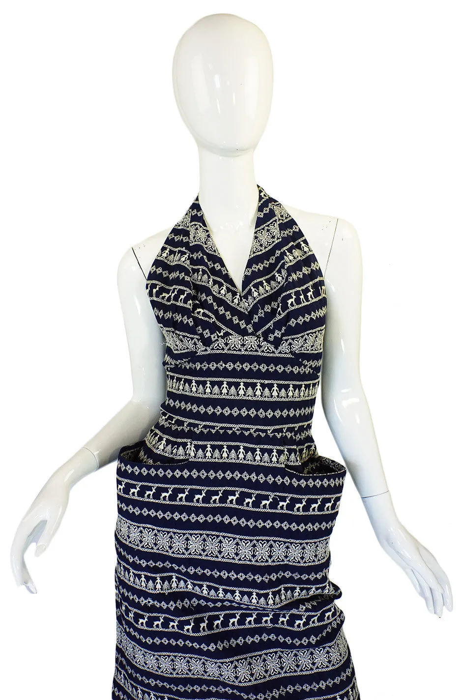 1950s Reindeer Embroidery Halter Dress