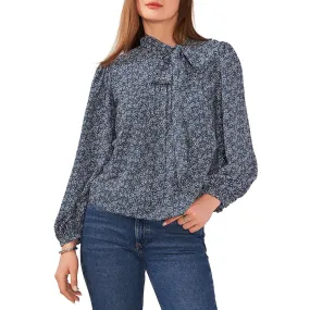 1.State Womens Collar Snap Button Tie Neck Pullover Top