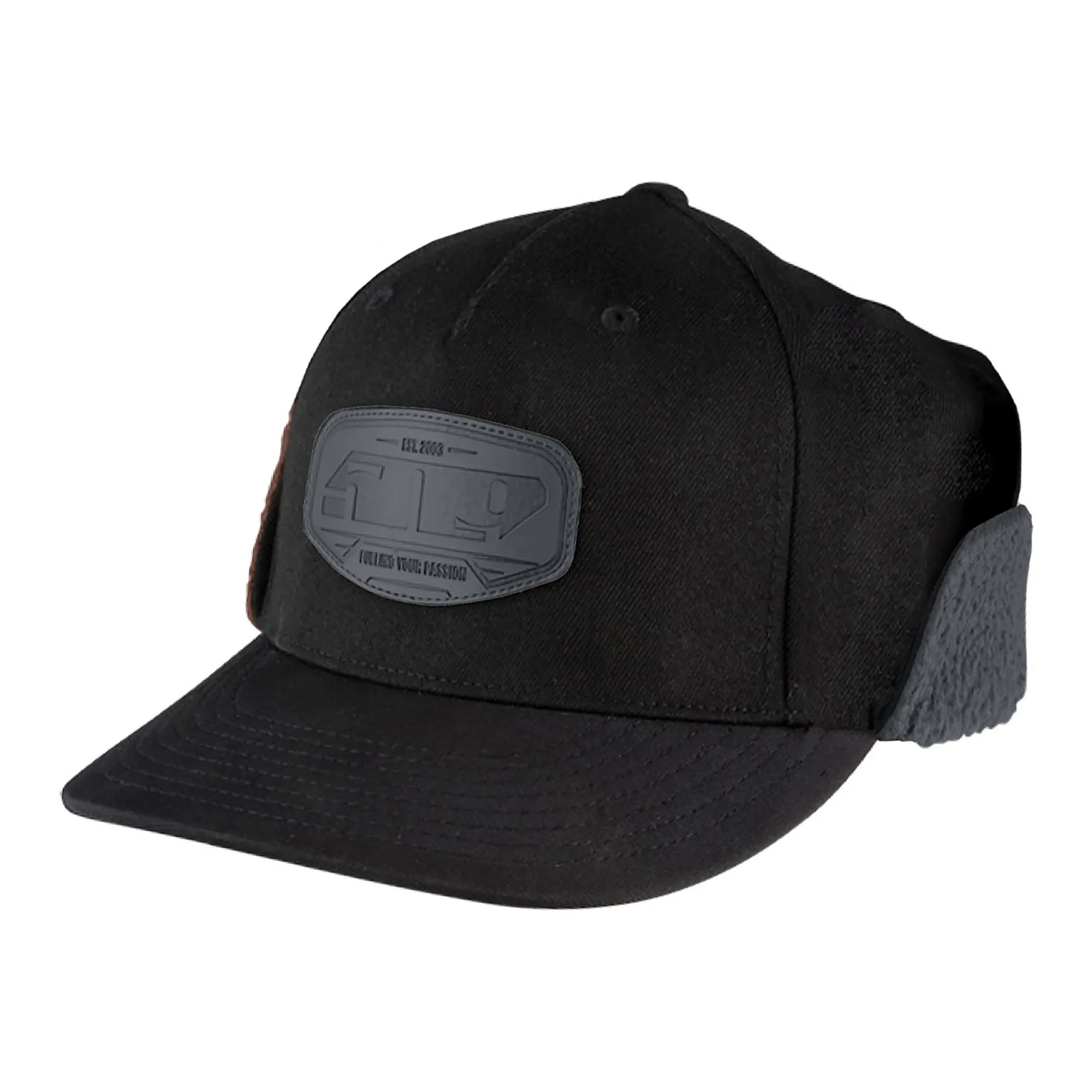 509  Black Fudd Insulated Hat Baseball Cap Adjustable Ear Flaps