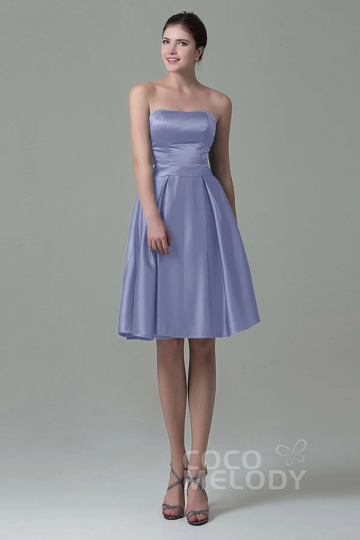 A-Line Knee Length Satin Bridesmaid Dress COZK1500A