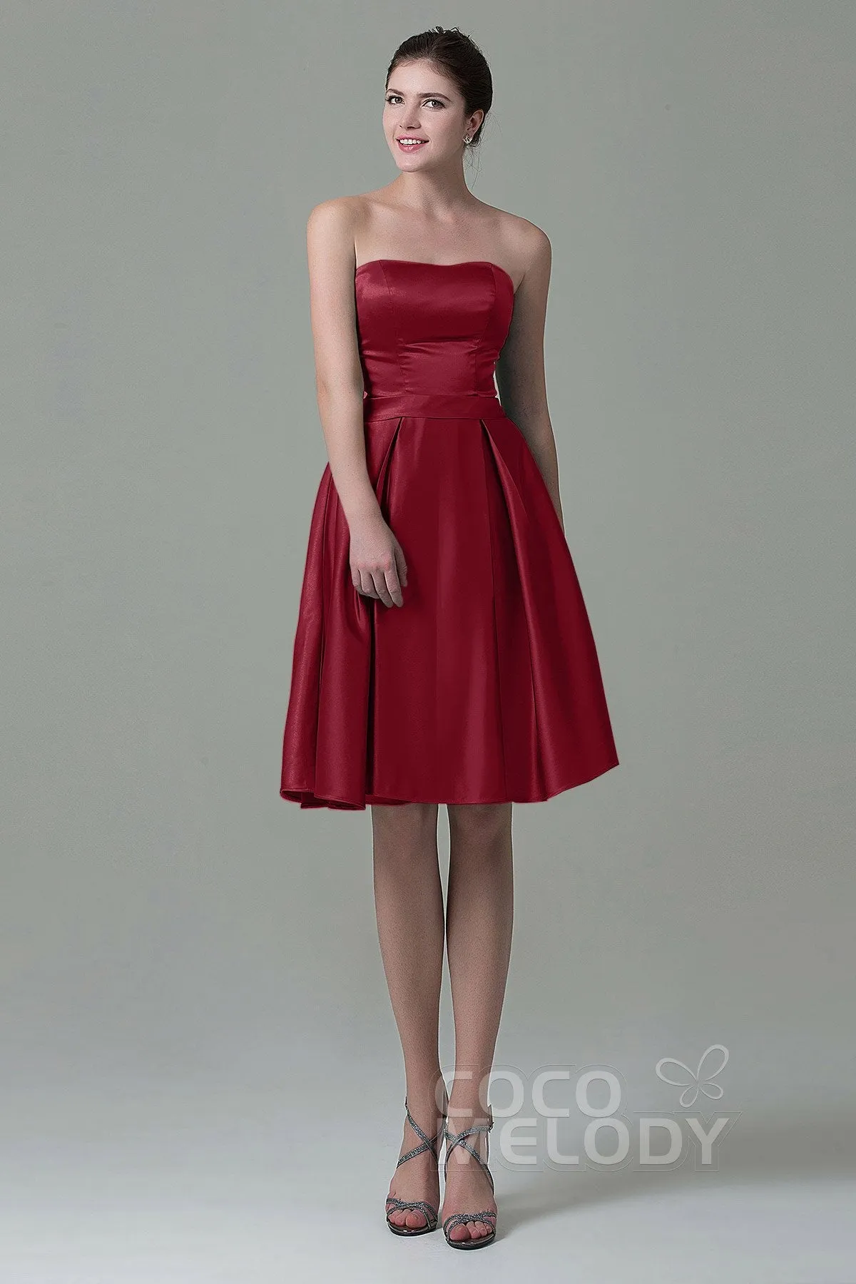 A-Line Knee Length Satin Bridesmaid Dress COZK1500A