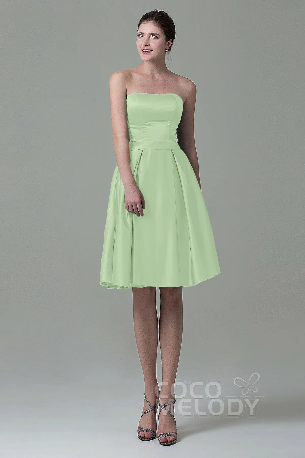 A-Line Knee Length Satin Bridesmaid Dress COZK1500A