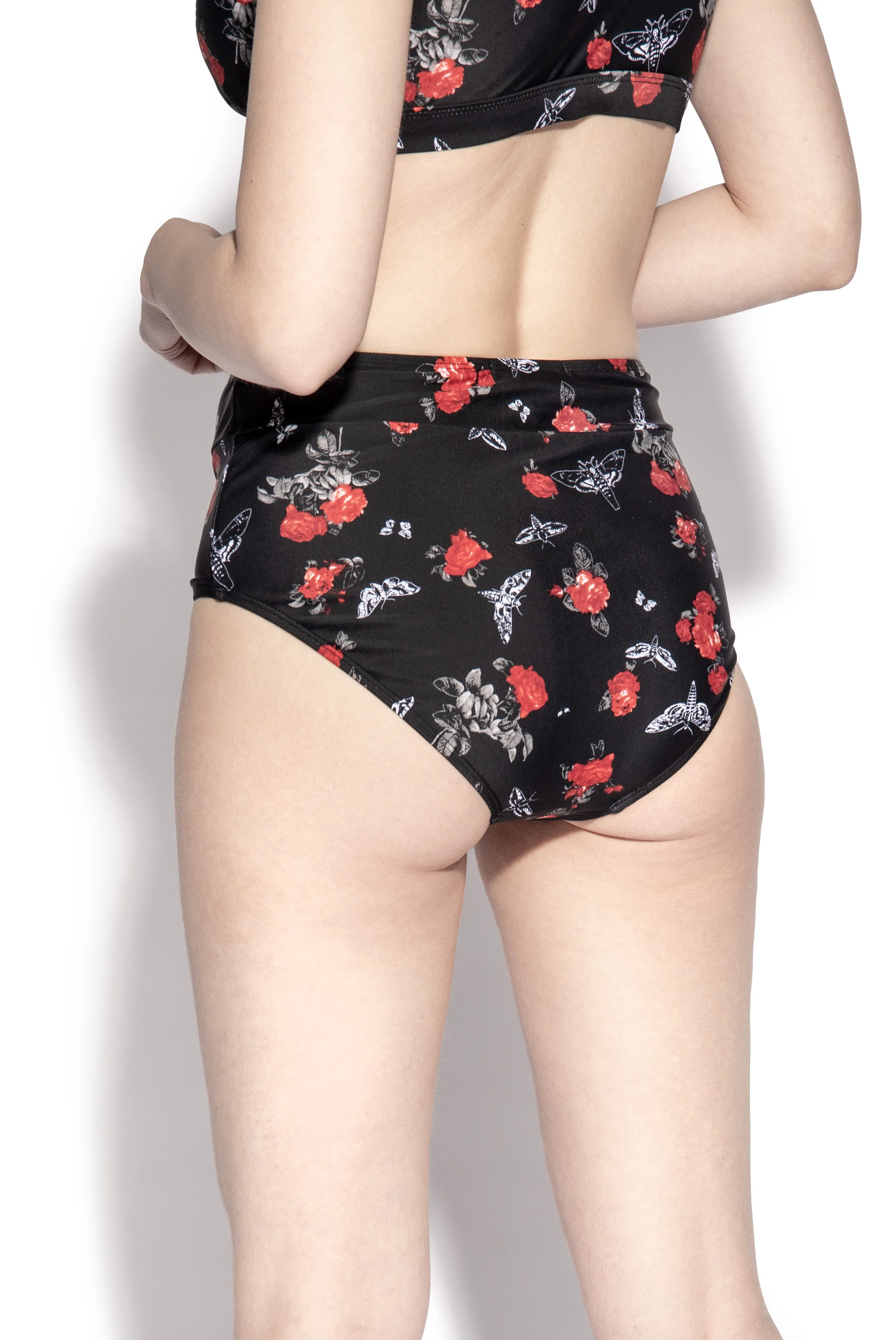 BC Dark Floral High Waisted Bikini Bottom