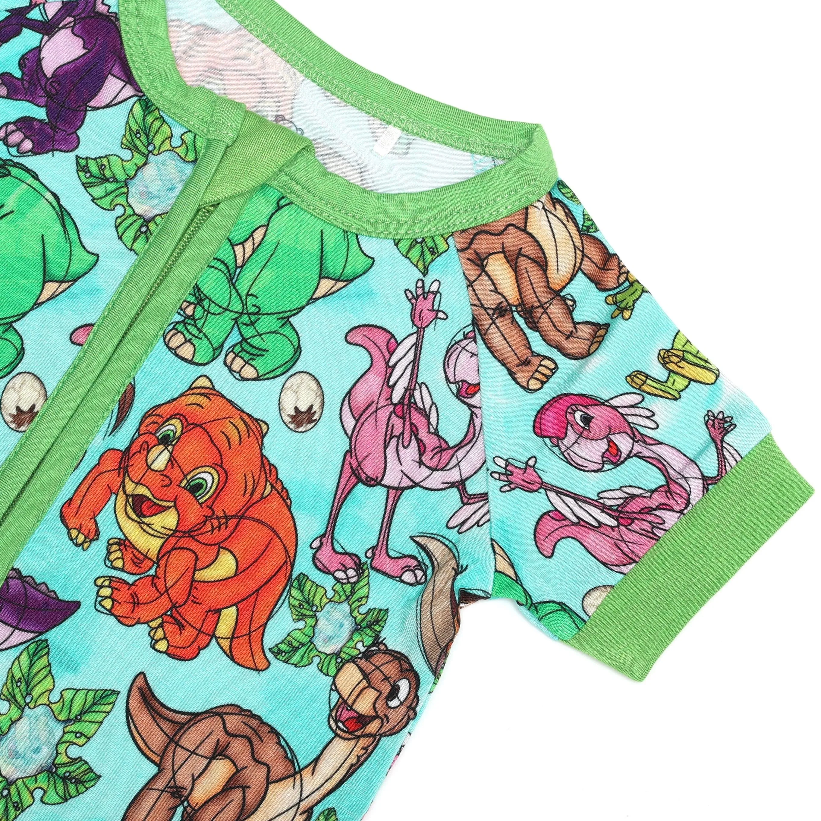 Beautifully Bold Little Dino - Bamboo Shorty Romper