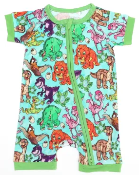 Beautifully Bold Little Dino - Bamboo Shorty Romper