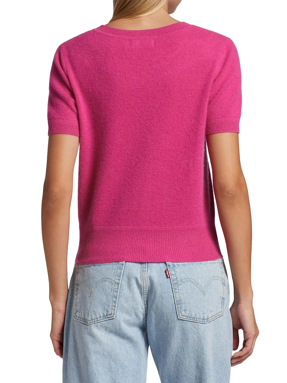 Cashmere Cropped Short Sleeve Crewneck Sweater