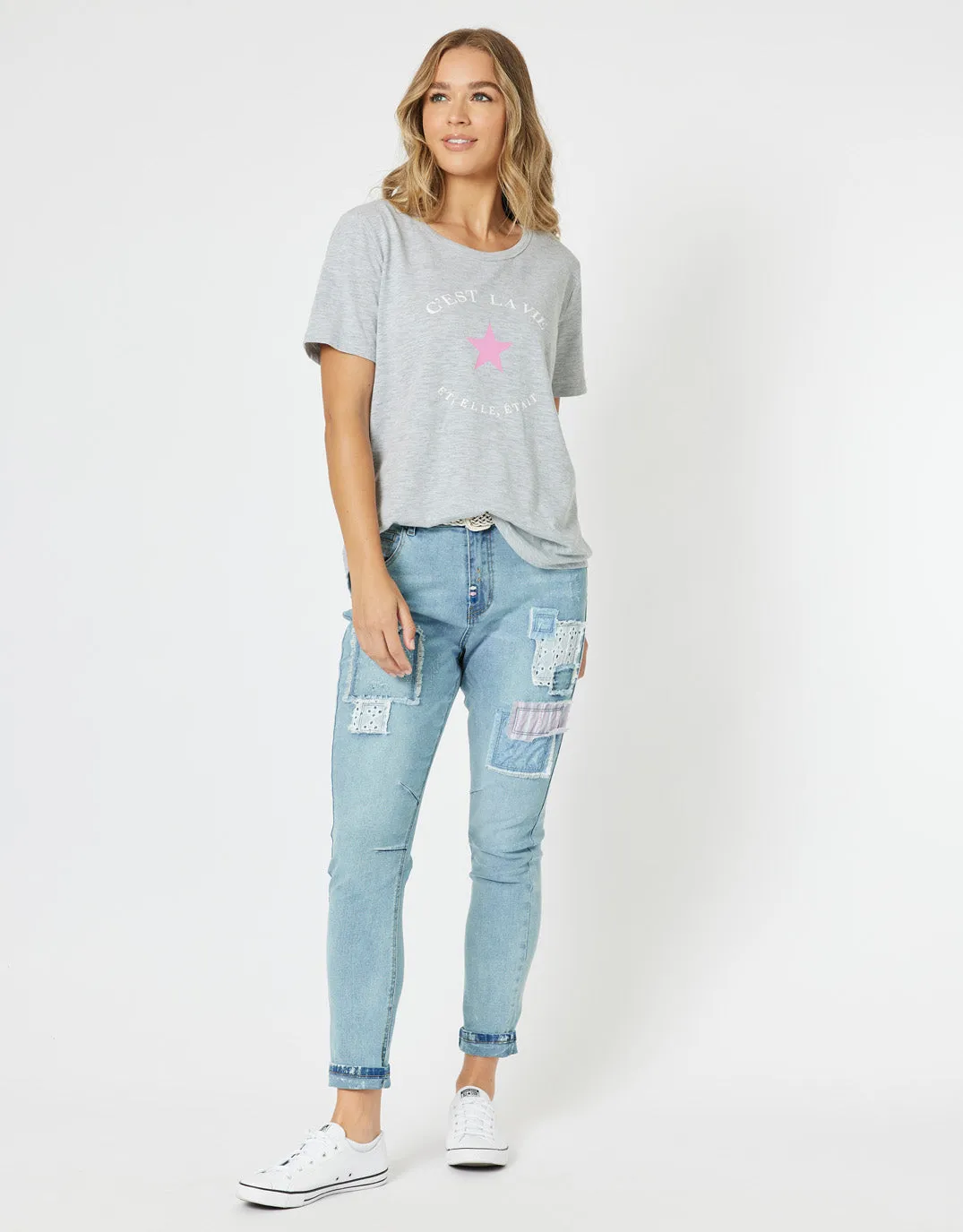 C'est La Vie T-Shirt - Grey Marle