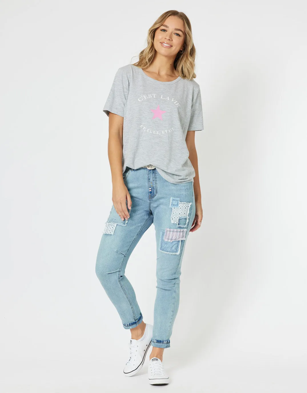 C'est La Vie T-Shirt - Grey Marle