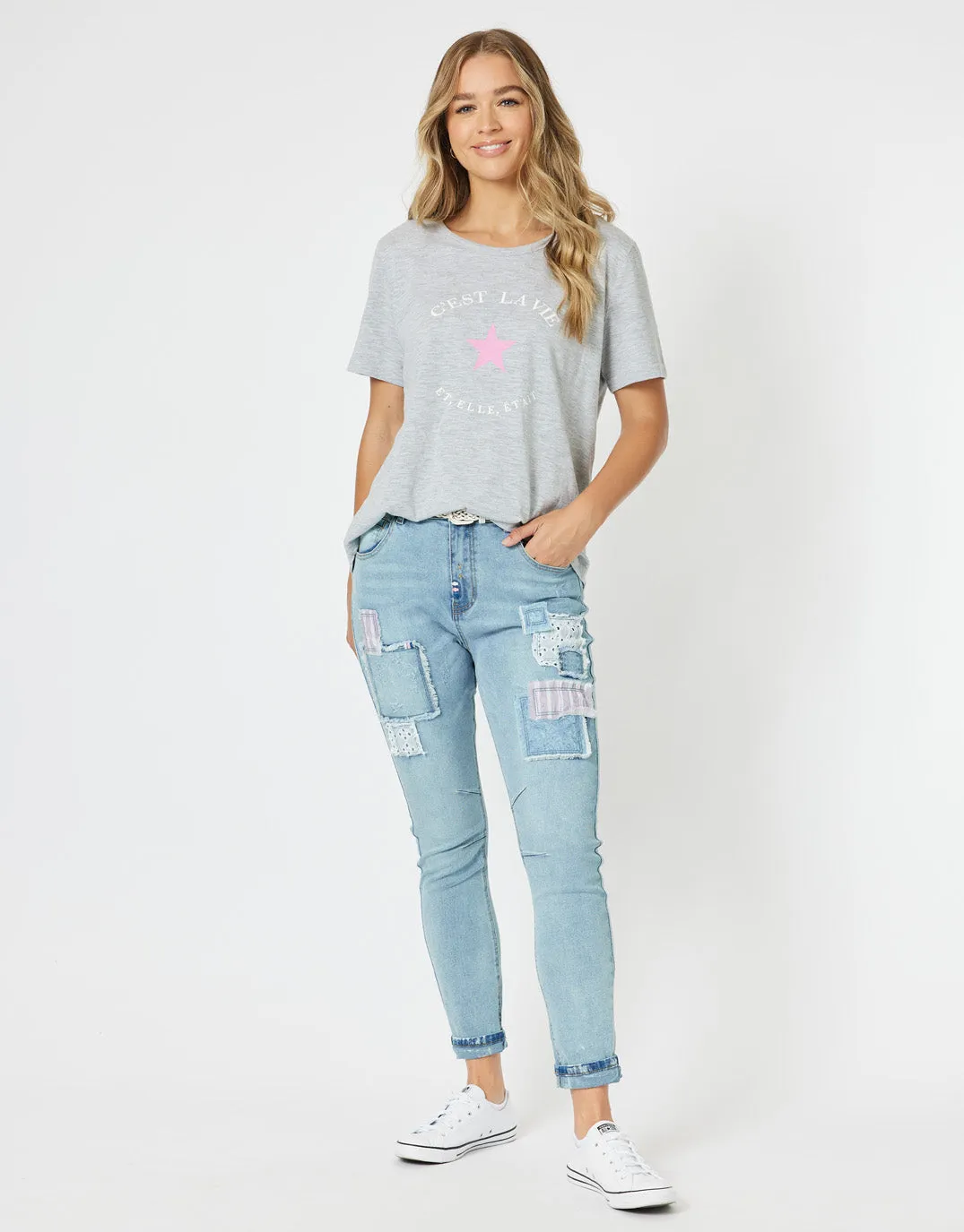 C'est La Vie T-Shirt - Grey Marle