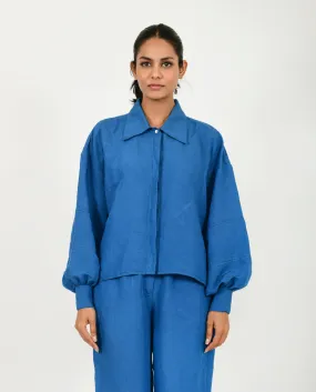 Classic Blue Linen Bell Shirt
