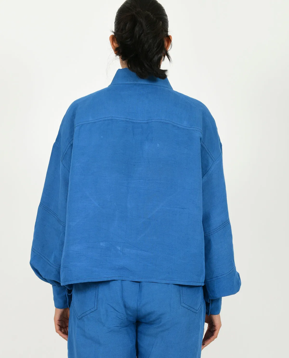 Classic Blue Linen Bell Shirt