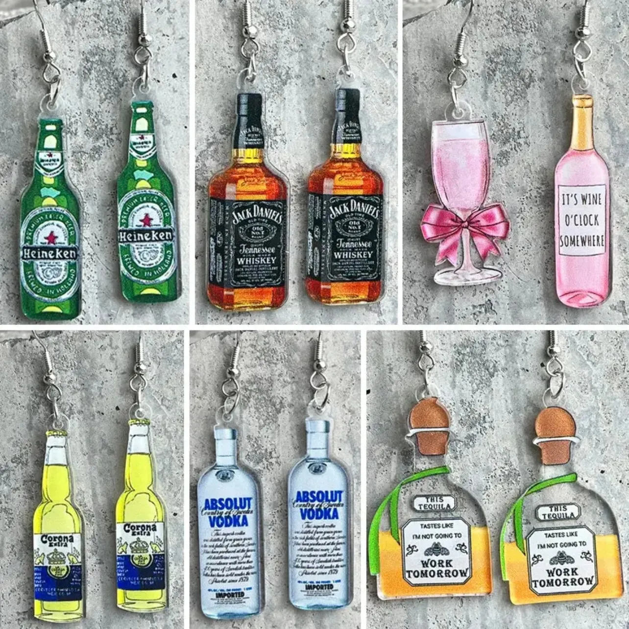 Cocktail Earrings - Happy Hour, Wine Earrings, Booze Earrings, Bachelorette Earrings, Bachelorette Accessories, Drink Earrings