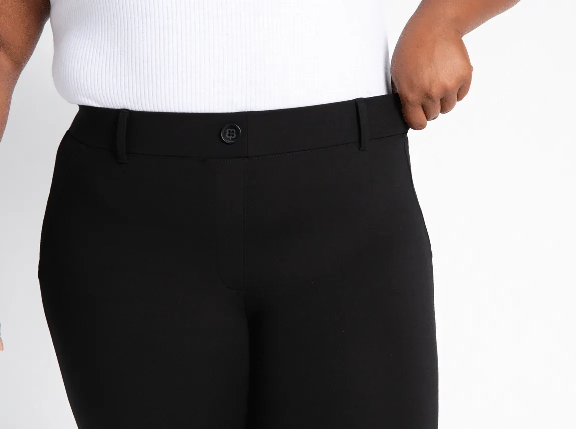 Crop Two-Pocket Dress Pant Yoga Pants (Black)