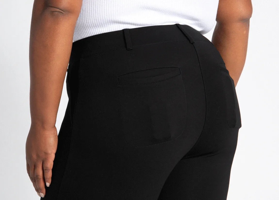 Crop Two-Pocket Dress Pant Yoga Pants (Black)