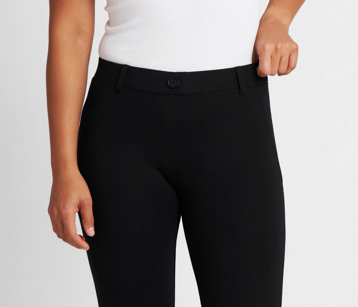 Crop Two-Pocket Dress Pant Yoga Pants (Black)