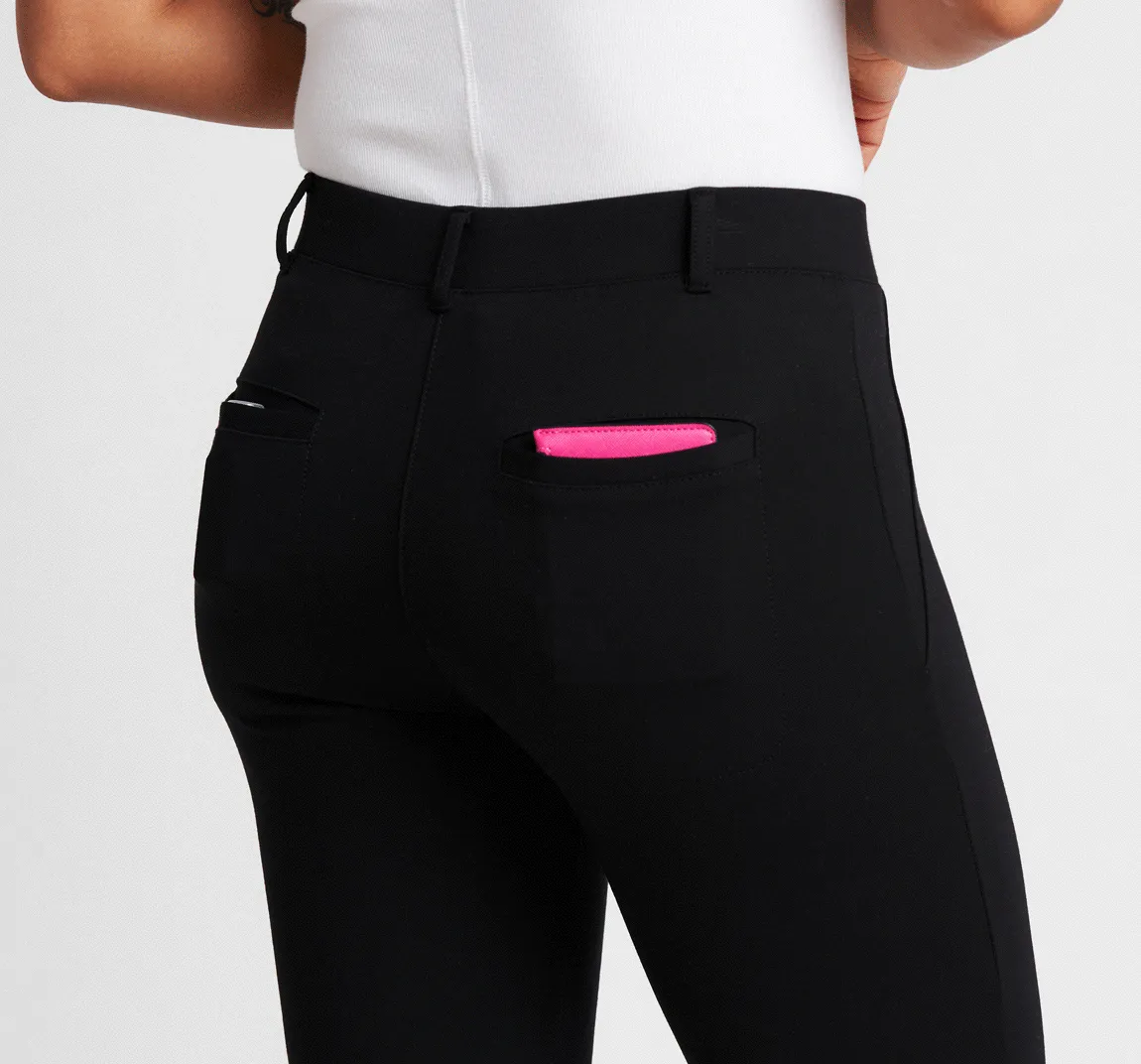 Crop Two-Pocket Dress Pant Yoga Pants (Black)