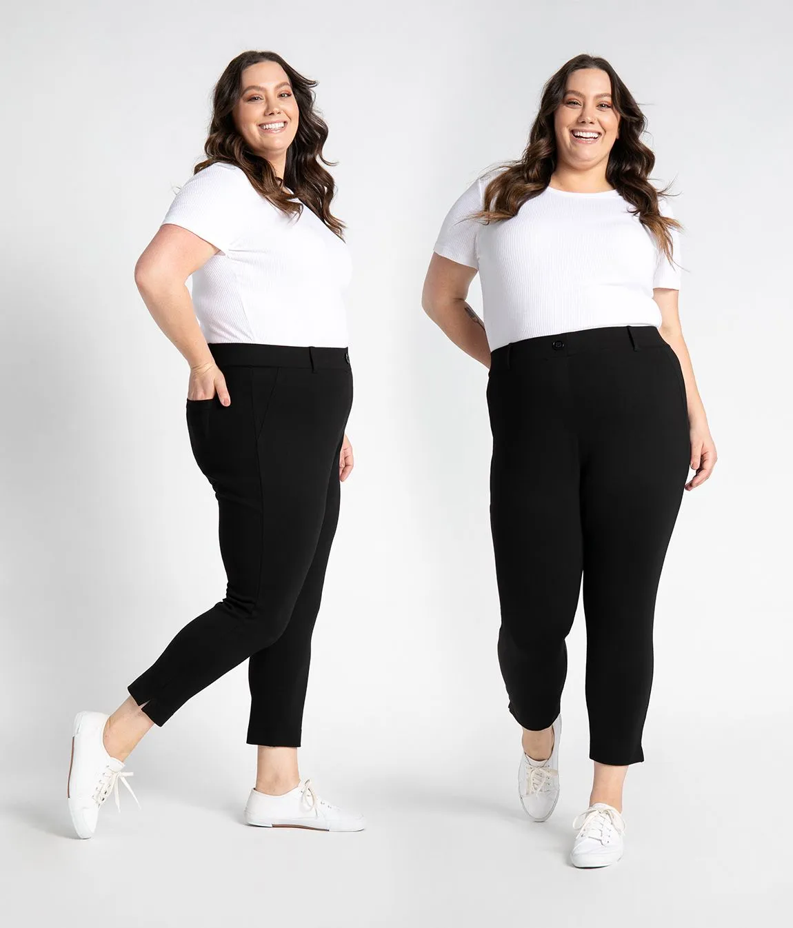 Crop Two-Pocket Dress Pant Yoga Pants (Black)