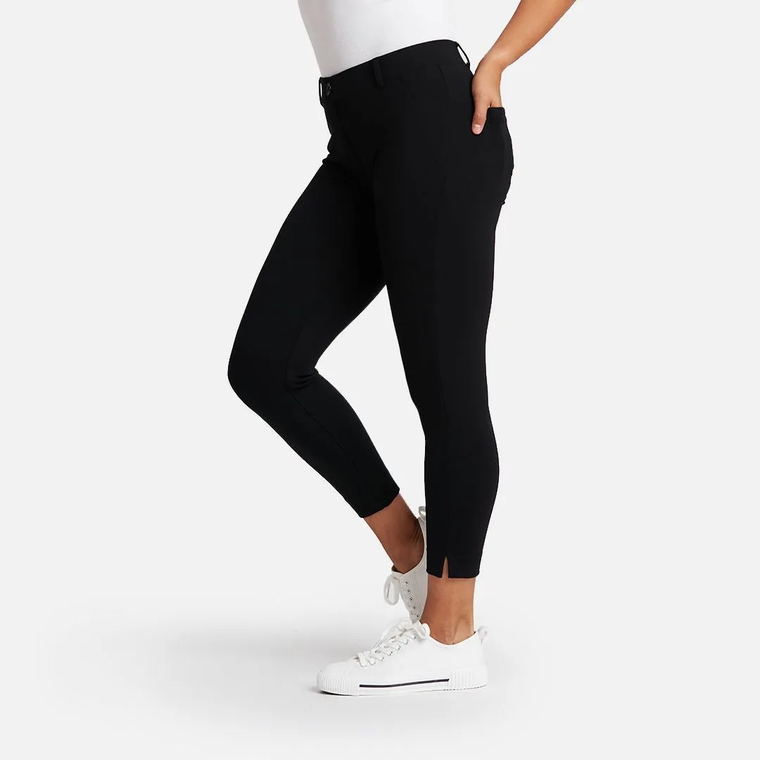Crop Two-Pocket Dress Pant Yoga Pants (Black)