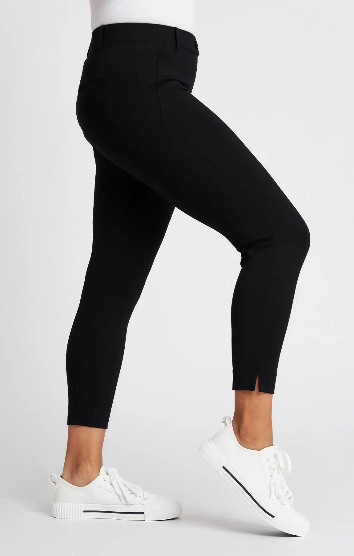 Crop Two-Pocket Dress Pant Yoga Pants (Black)