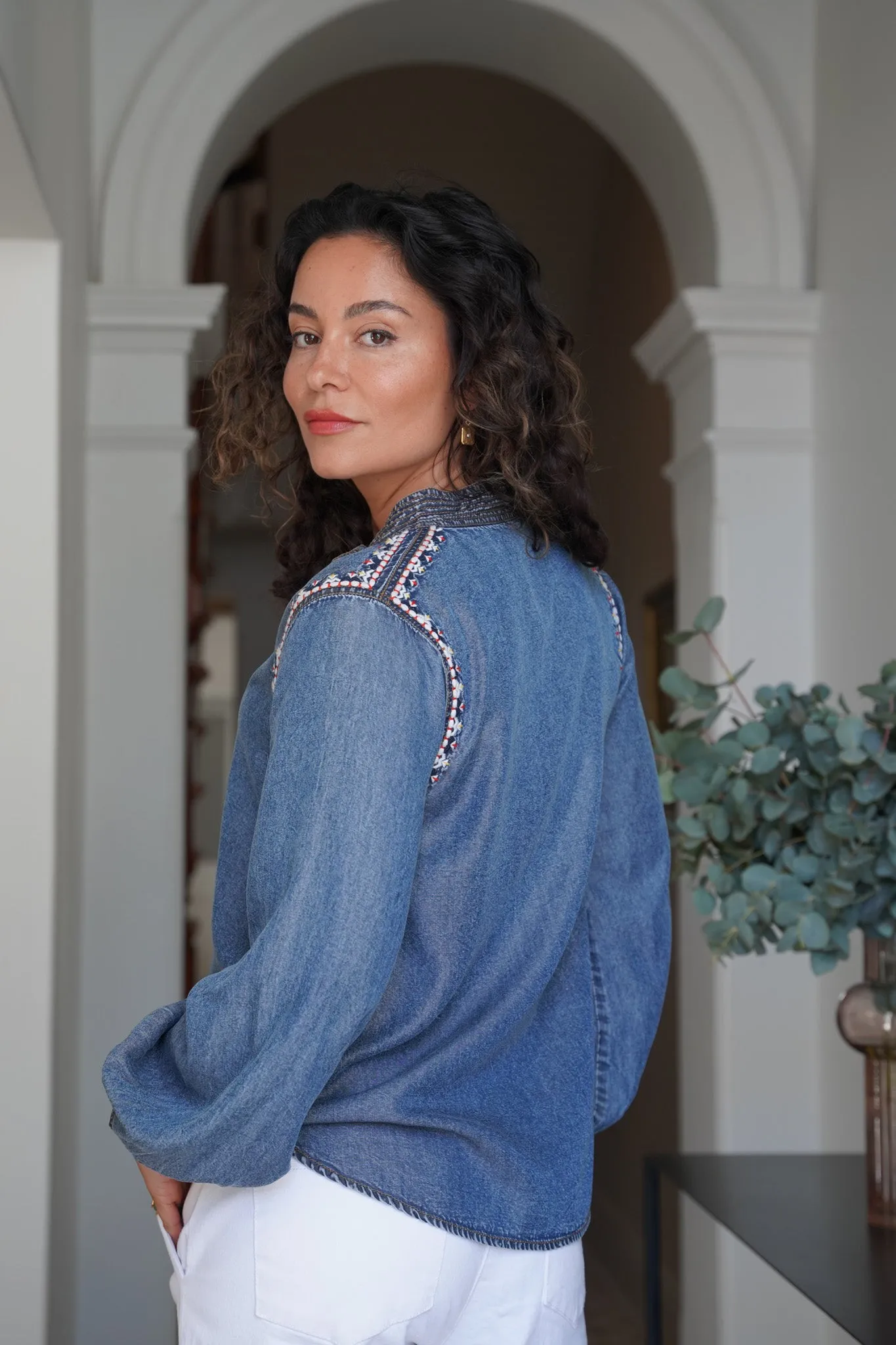 Denim Embroidered Shirt