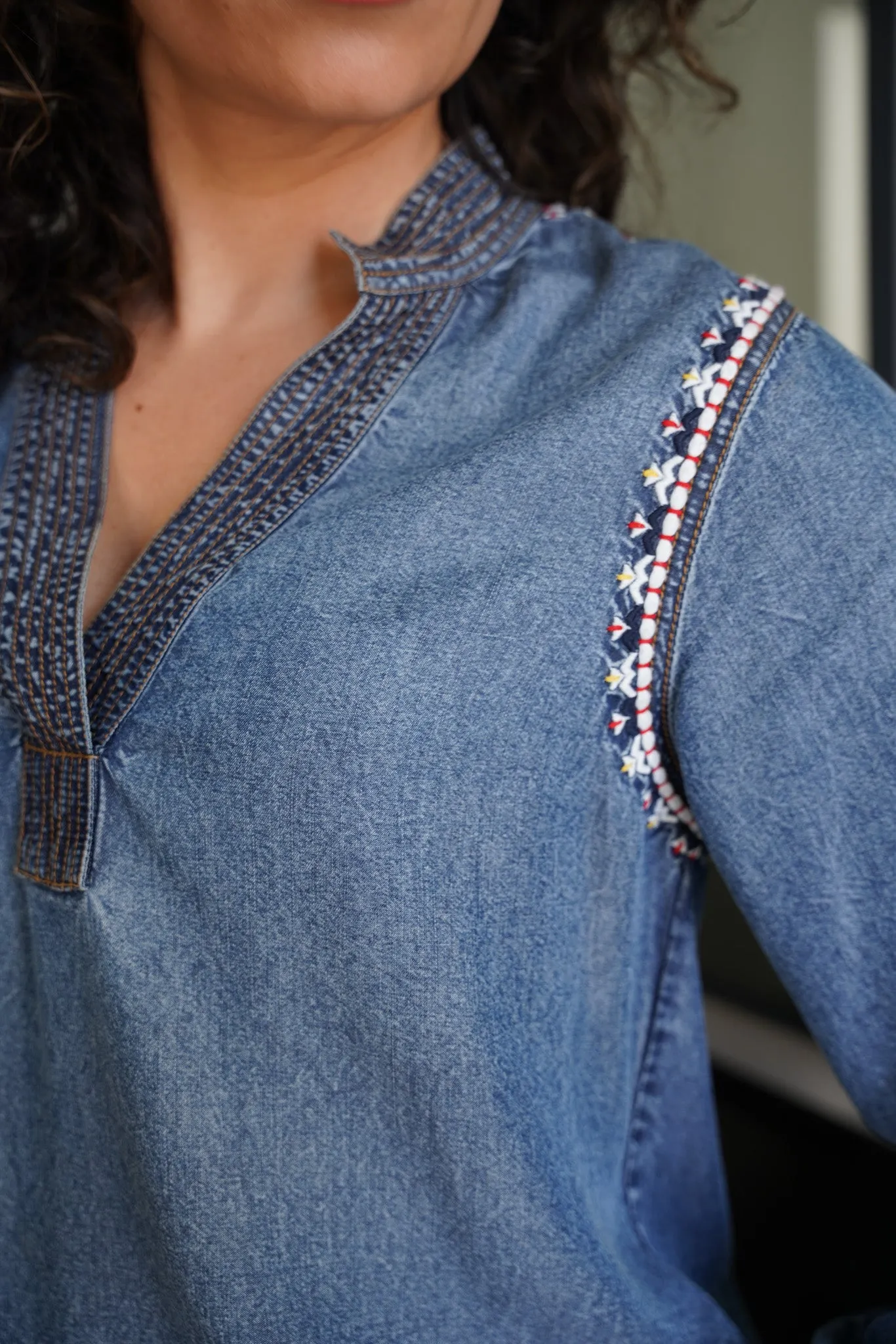 Denim Embroidered Shirt