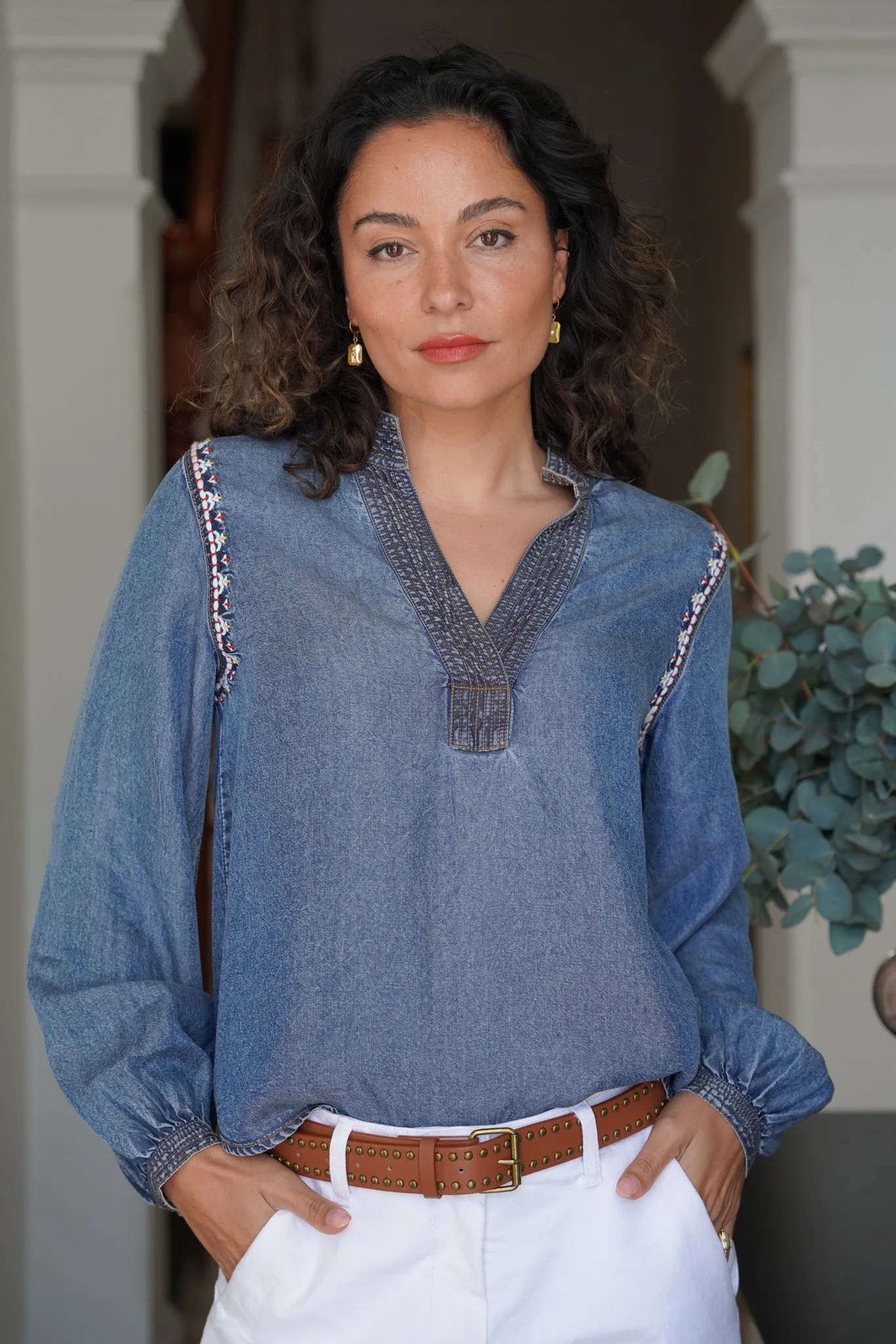 Denim Embroidered Shirt