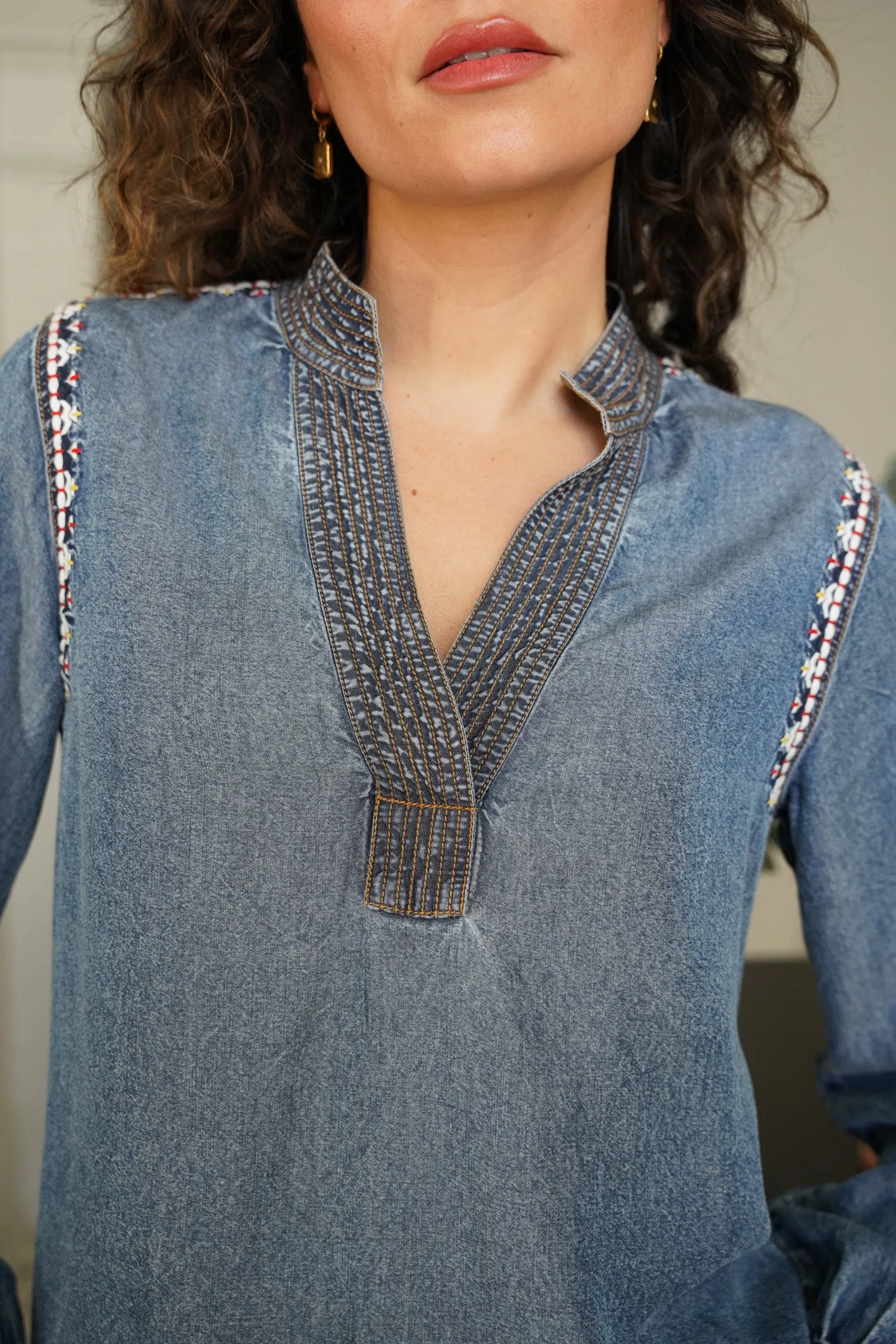 Denim Embroidered Shirt
