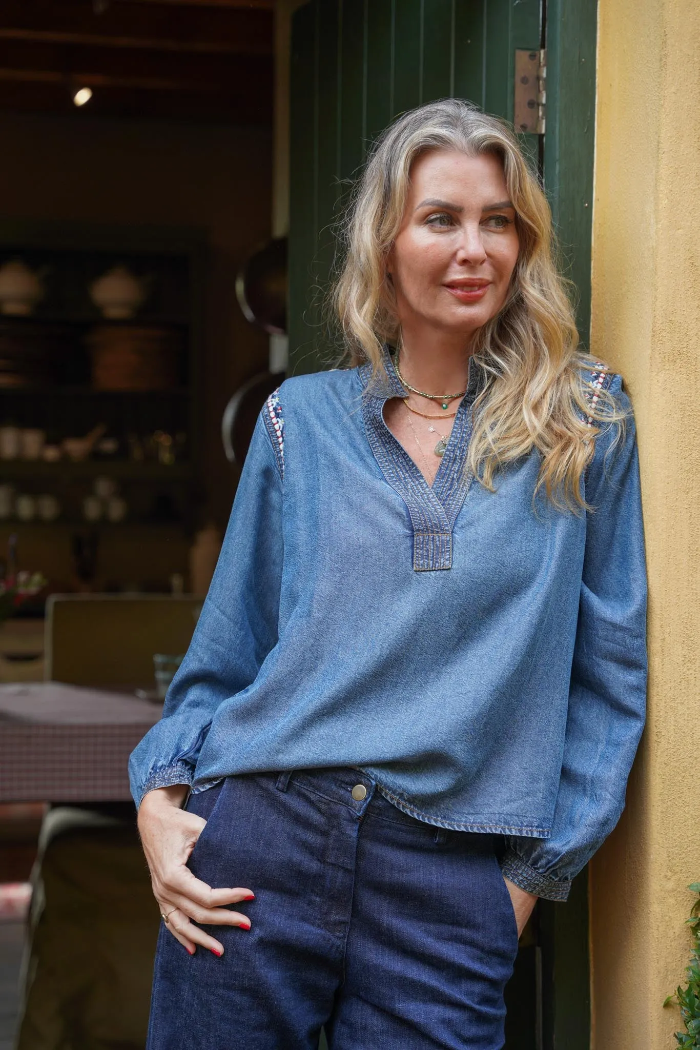 Denim Embroidered Shirt