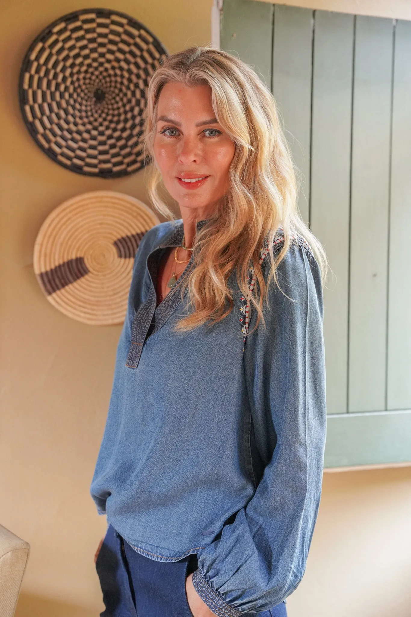 Denim Embroidered Shirt