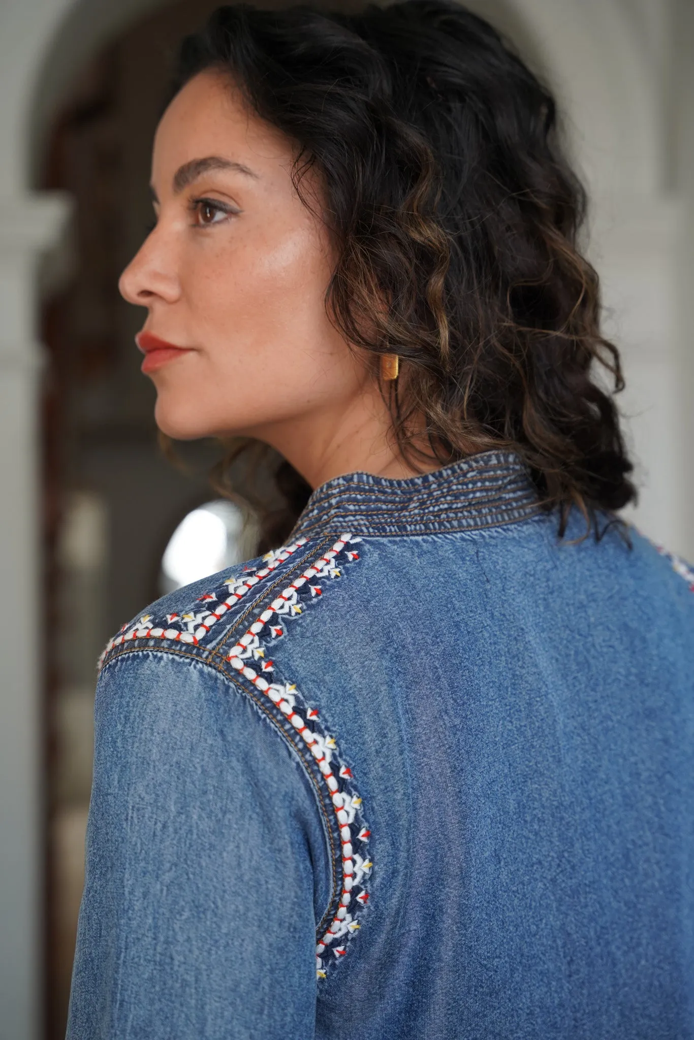 Denim Embroidered Shirt