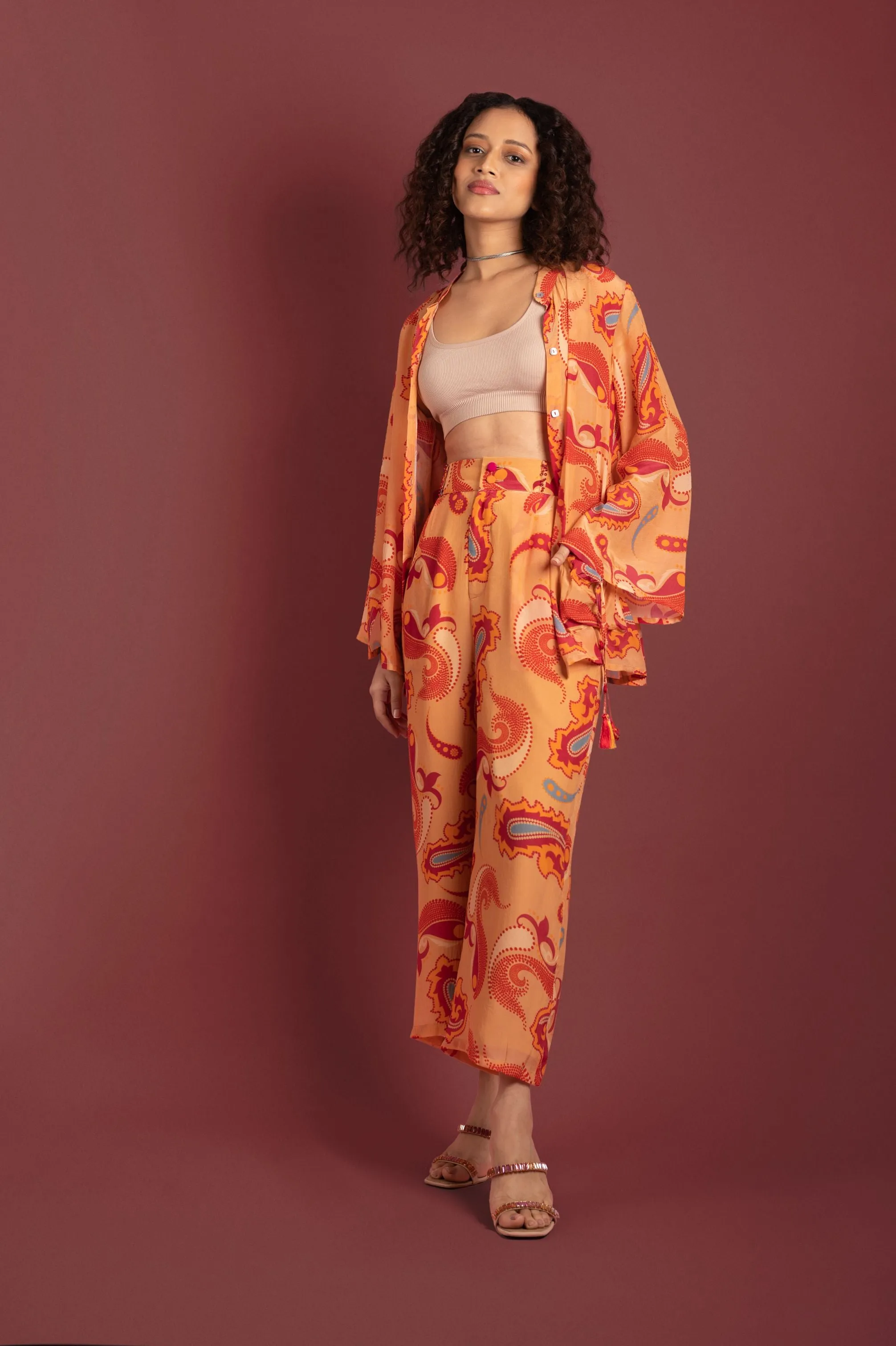 Desert Sand Paisley Cropped Trouser