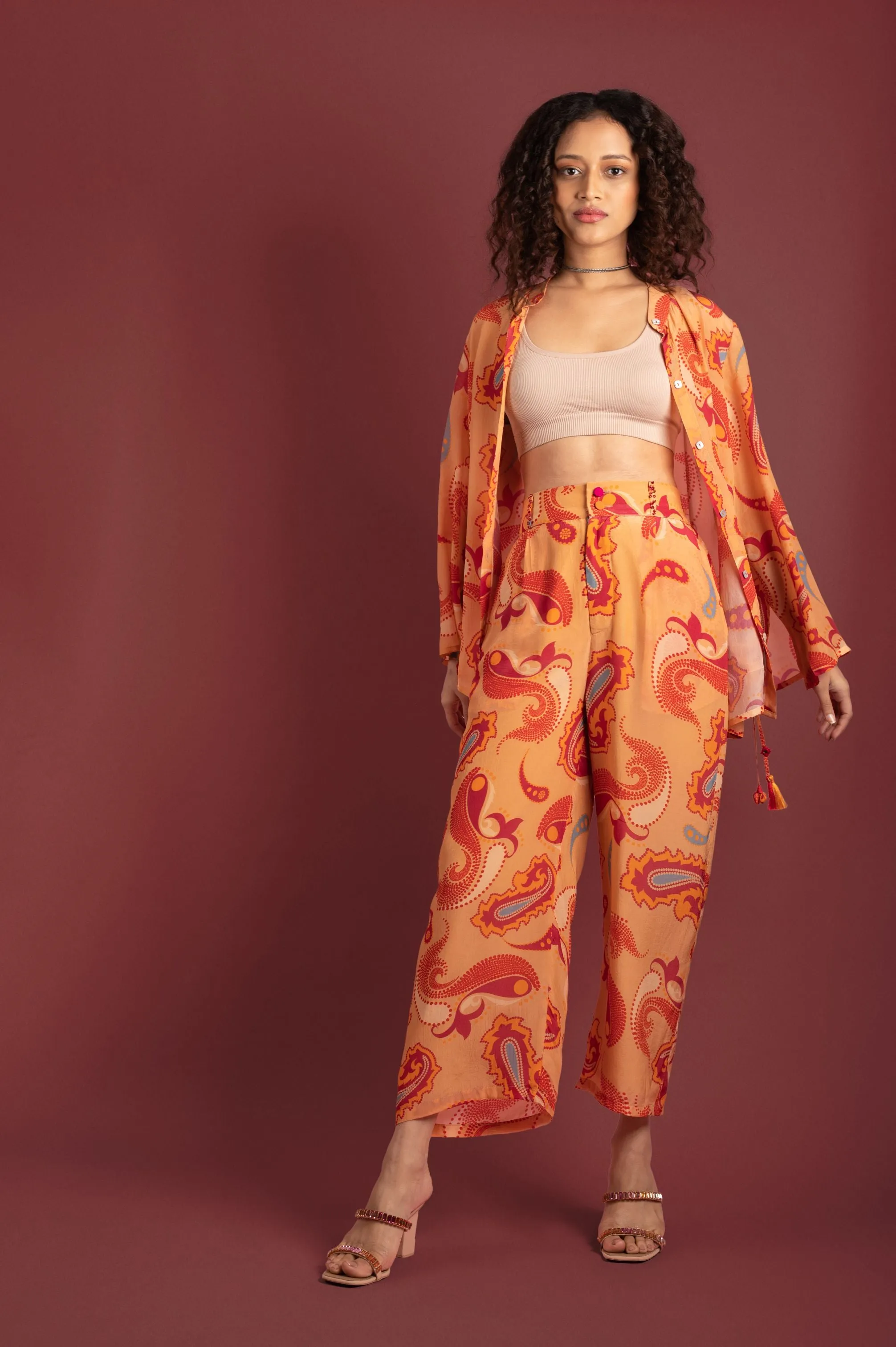 Desert Sand Paisley Cropped Trouser