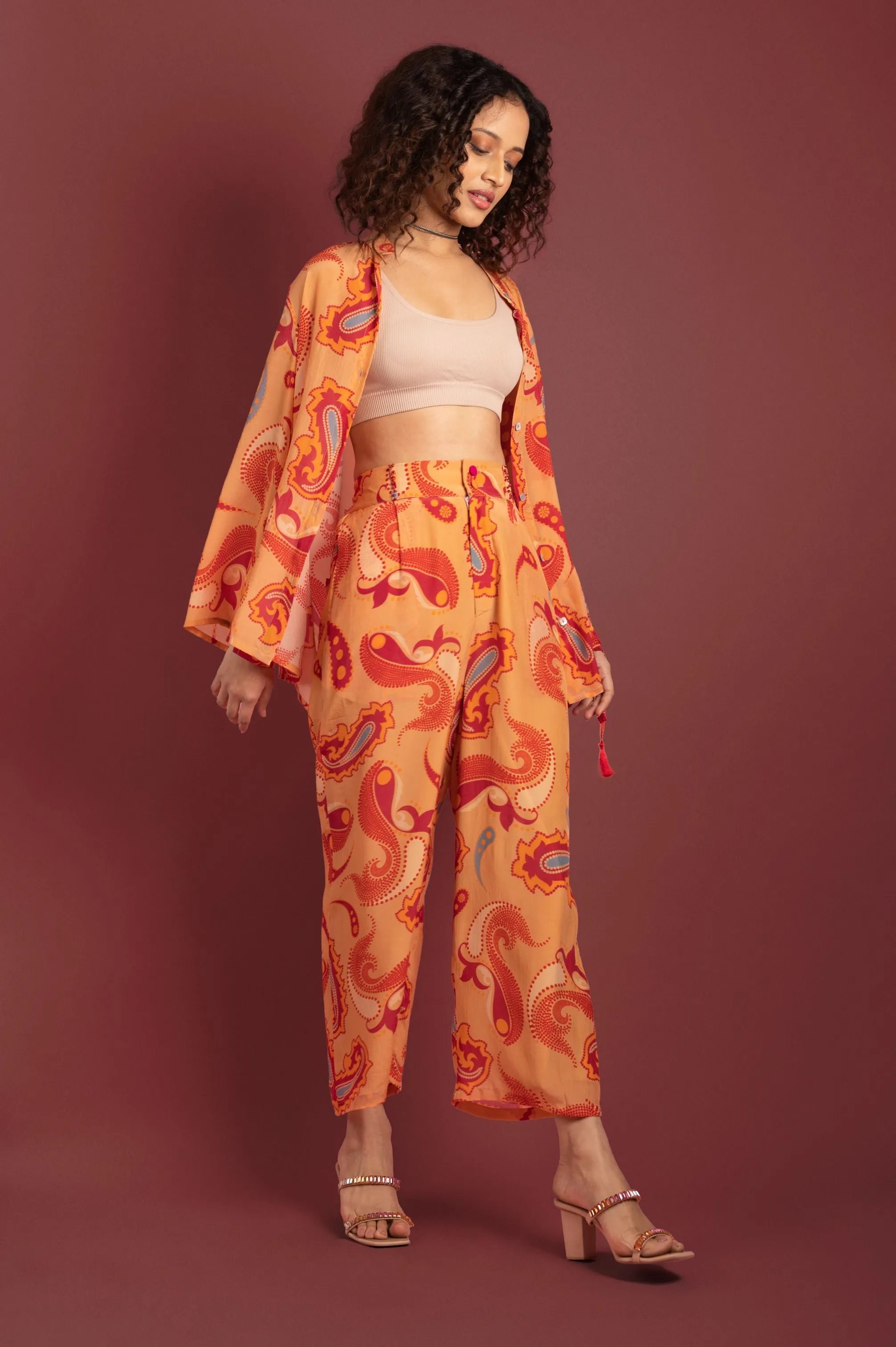 Desert Sand Paisley Cropped Trouser