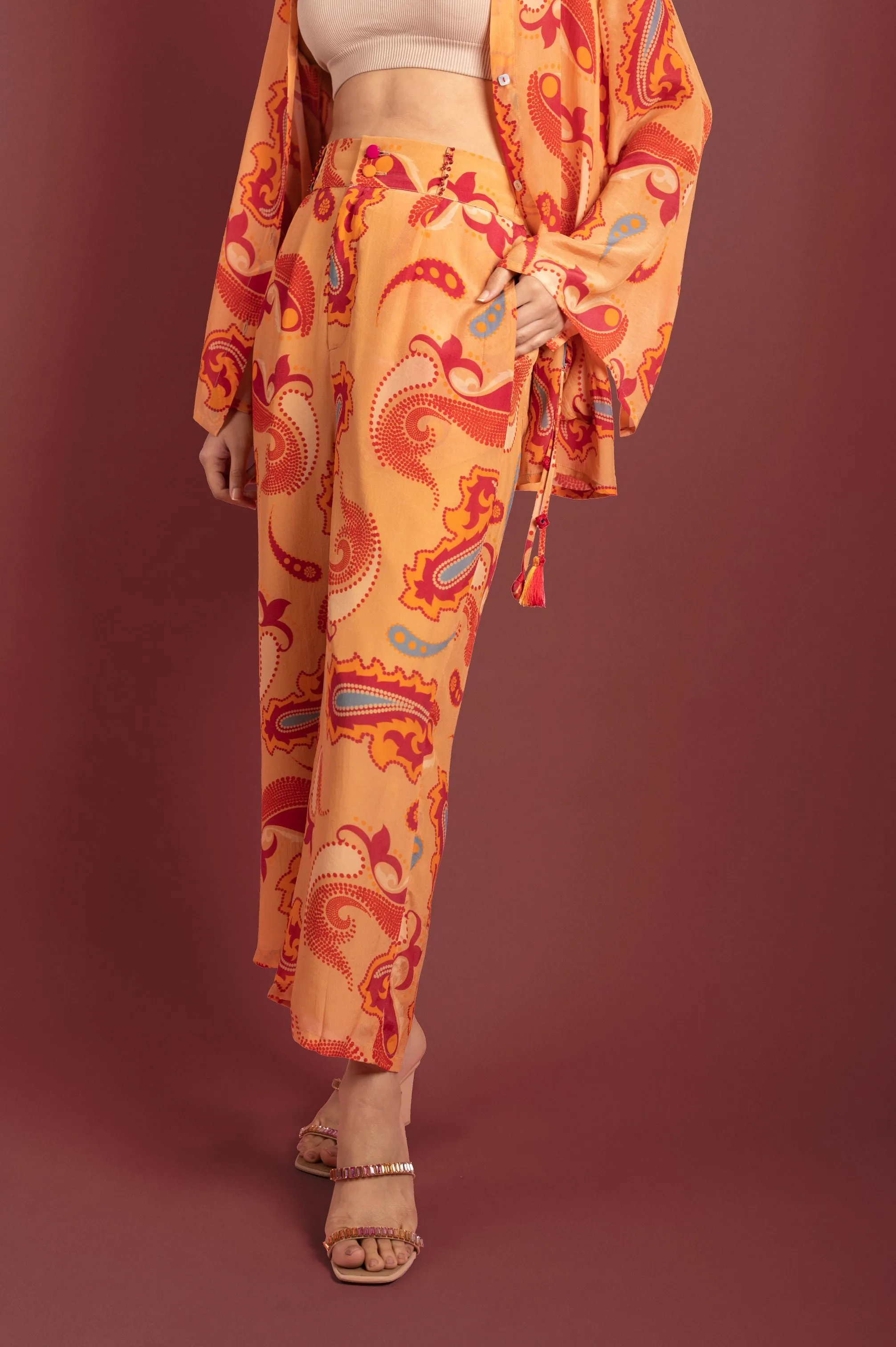 Desert Sand Paisley Cropped Trouser