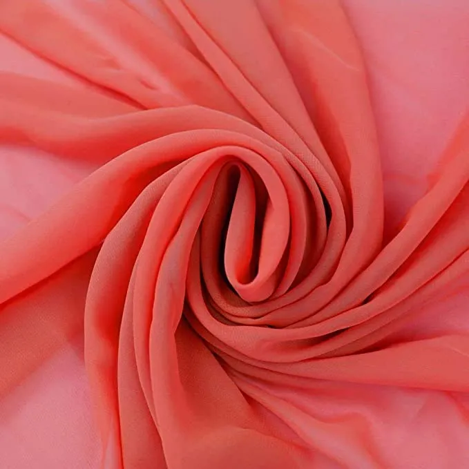 FabricLA Hi Multi Chiffon Fabric | Coral