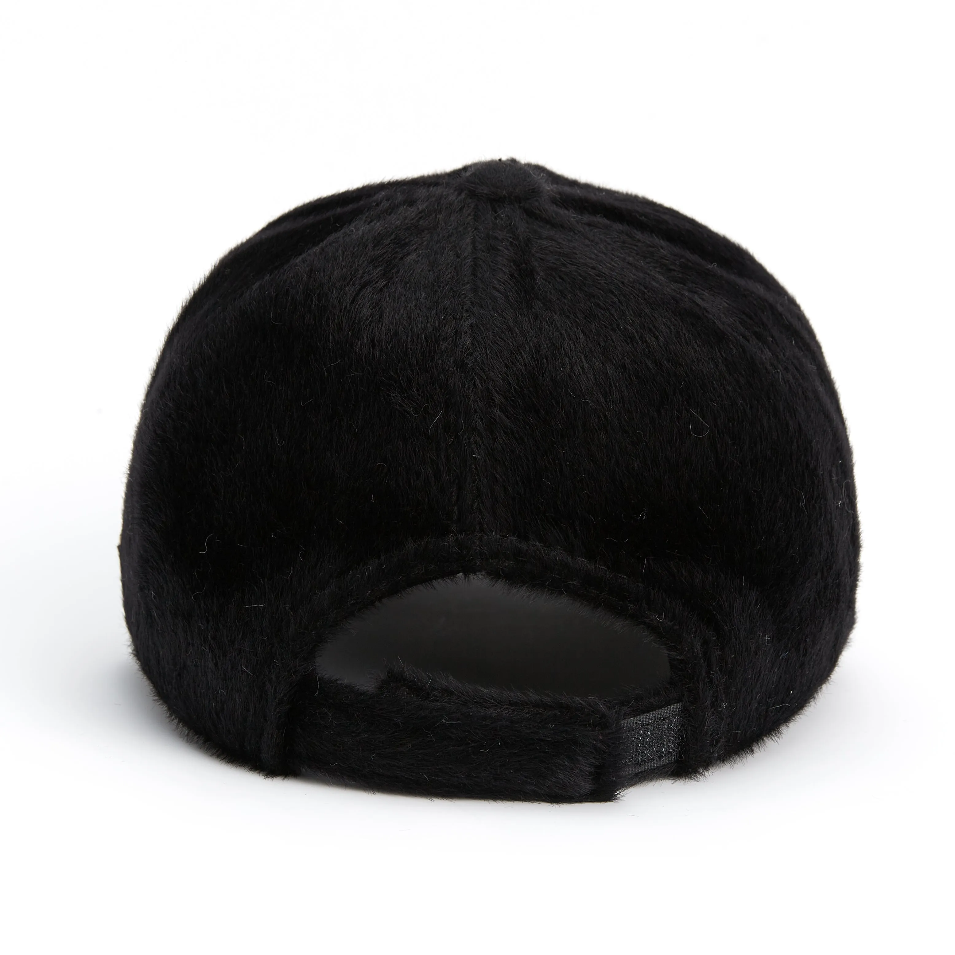 Fevani Black Mohair Baseball Cap With Metal Badge