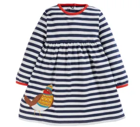 Frugi Dea Dress - Indigo Stripe/Robin