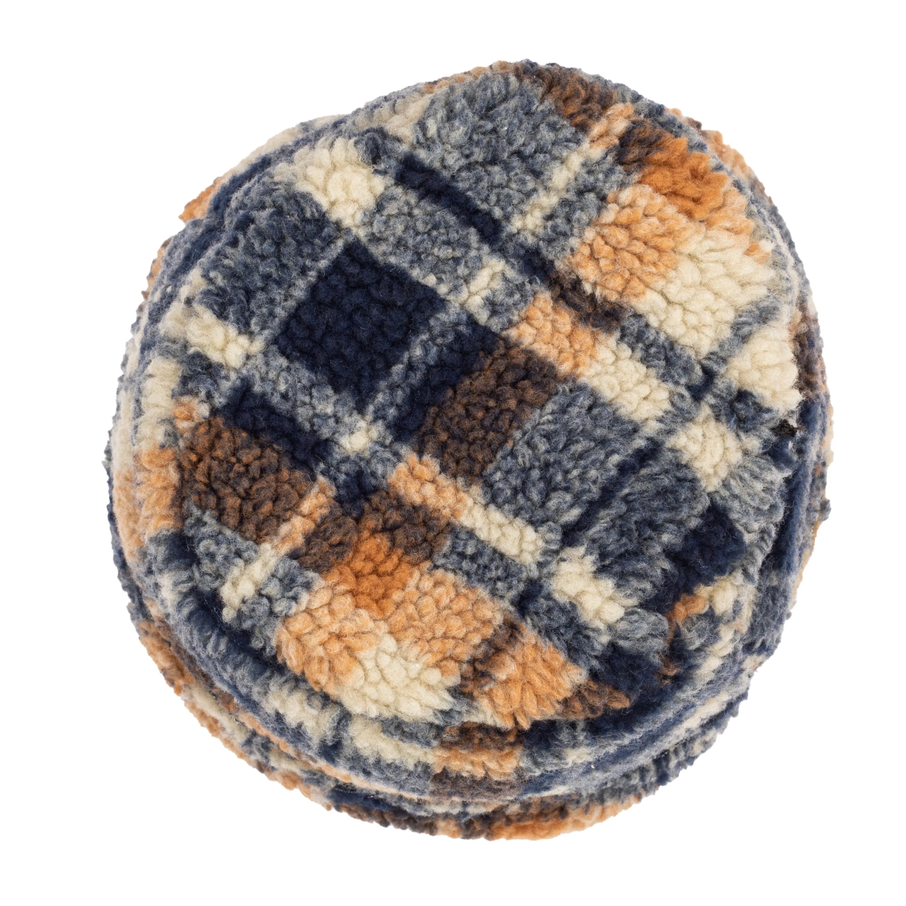 Helen - Cut & Sew Printed Plaid Sherpa Cap W/ Cuff