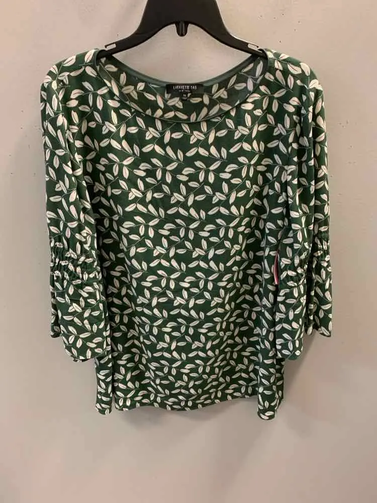 LAFAYETTE 148 Tops Size XL GRN/WHT LEAFS TOP