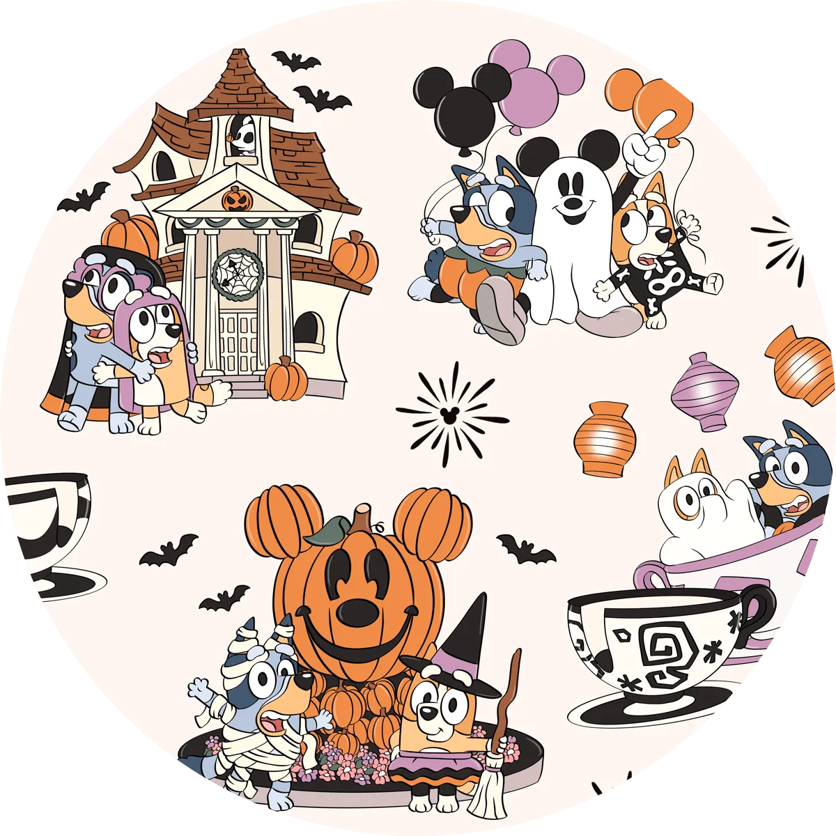 Magic Halloween Haunted Pups - Bamboo Shorty Romper