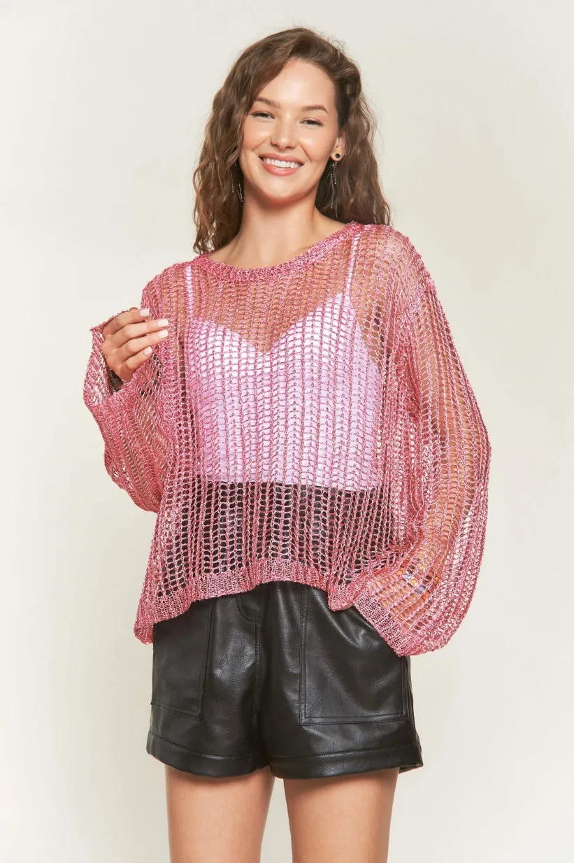 Metallic Bell Sleeve Top