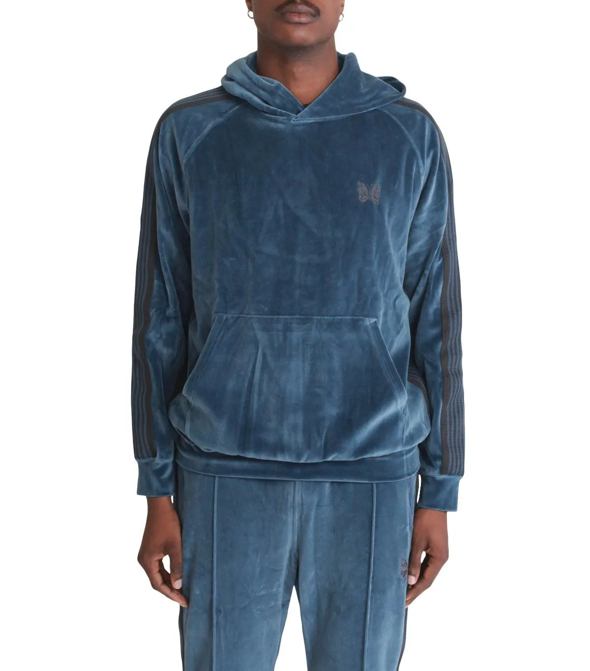 Needles Velour Track Hoody Blue