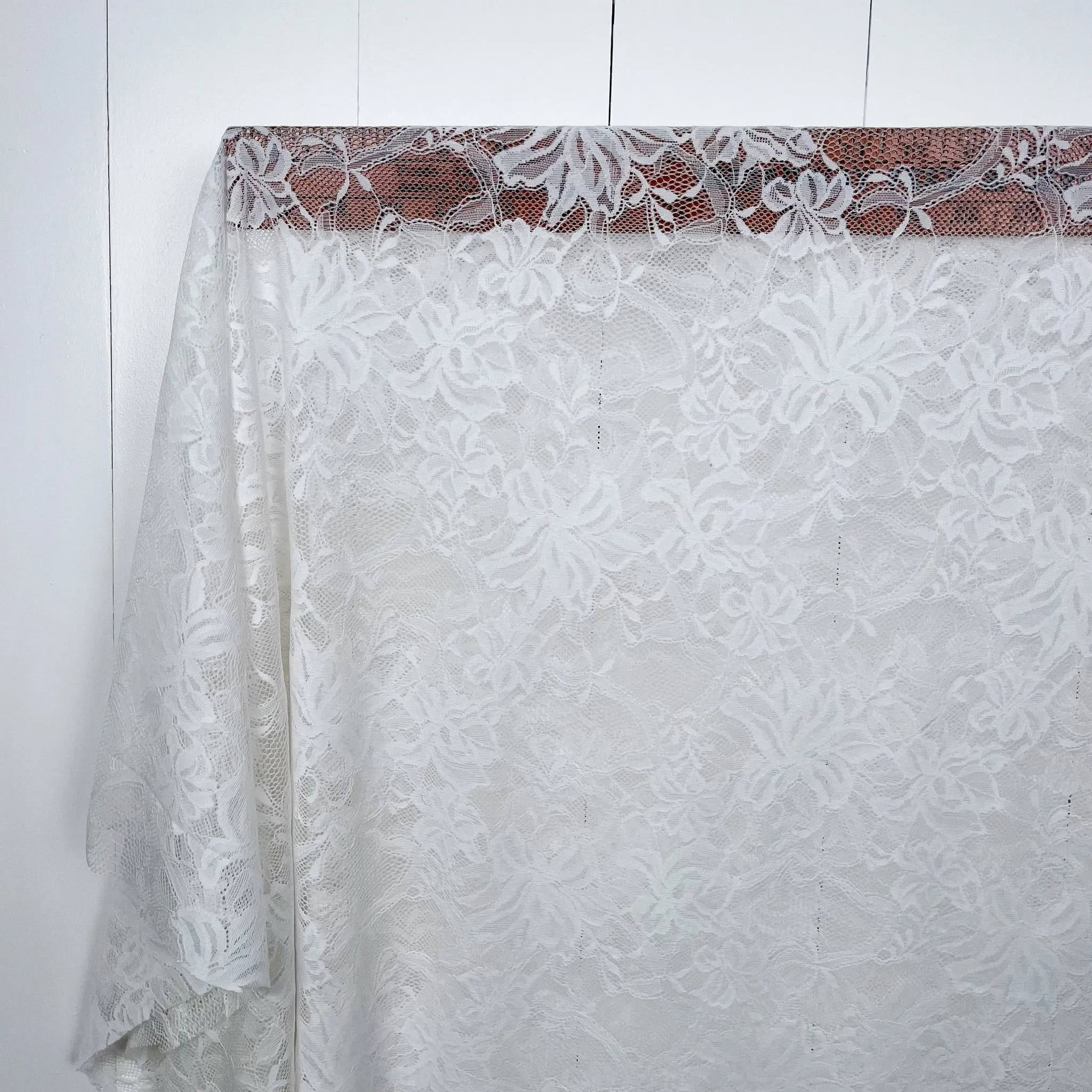 Norma Kamali - White Floral Stretch Scallop Lace - 1/2 Yard