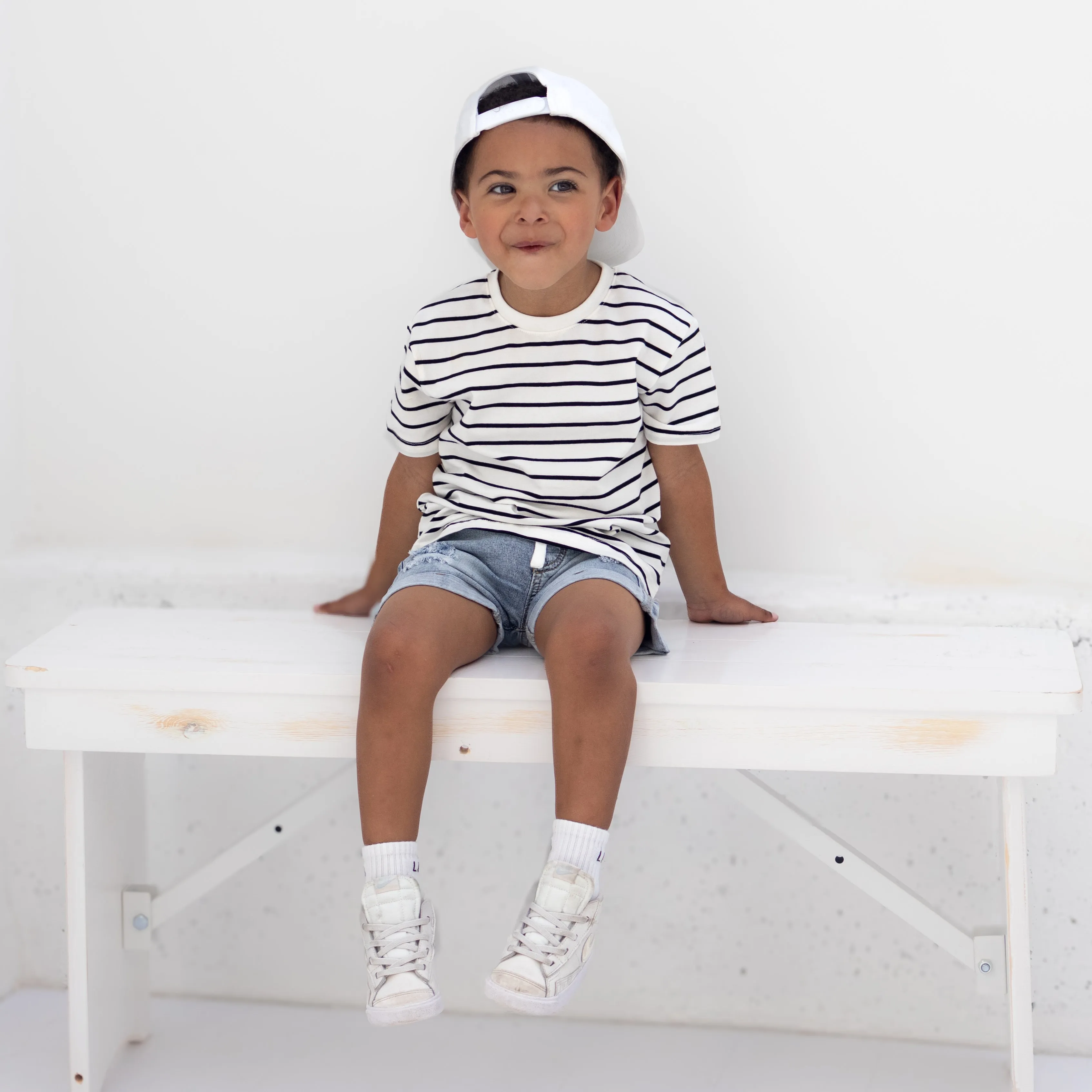 Pinstripe Tee - White and Black