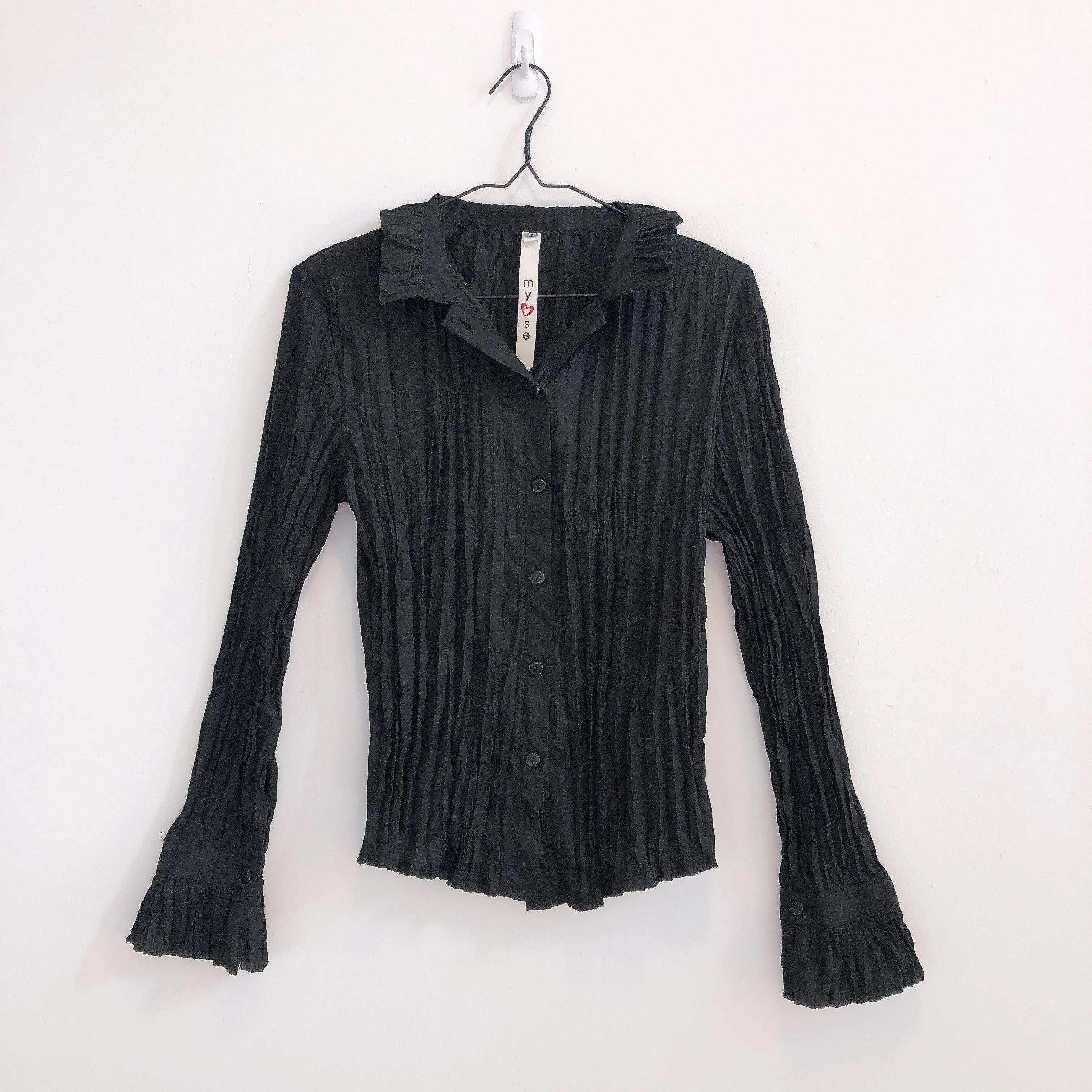 Pleated Ruffle Collar Blouse