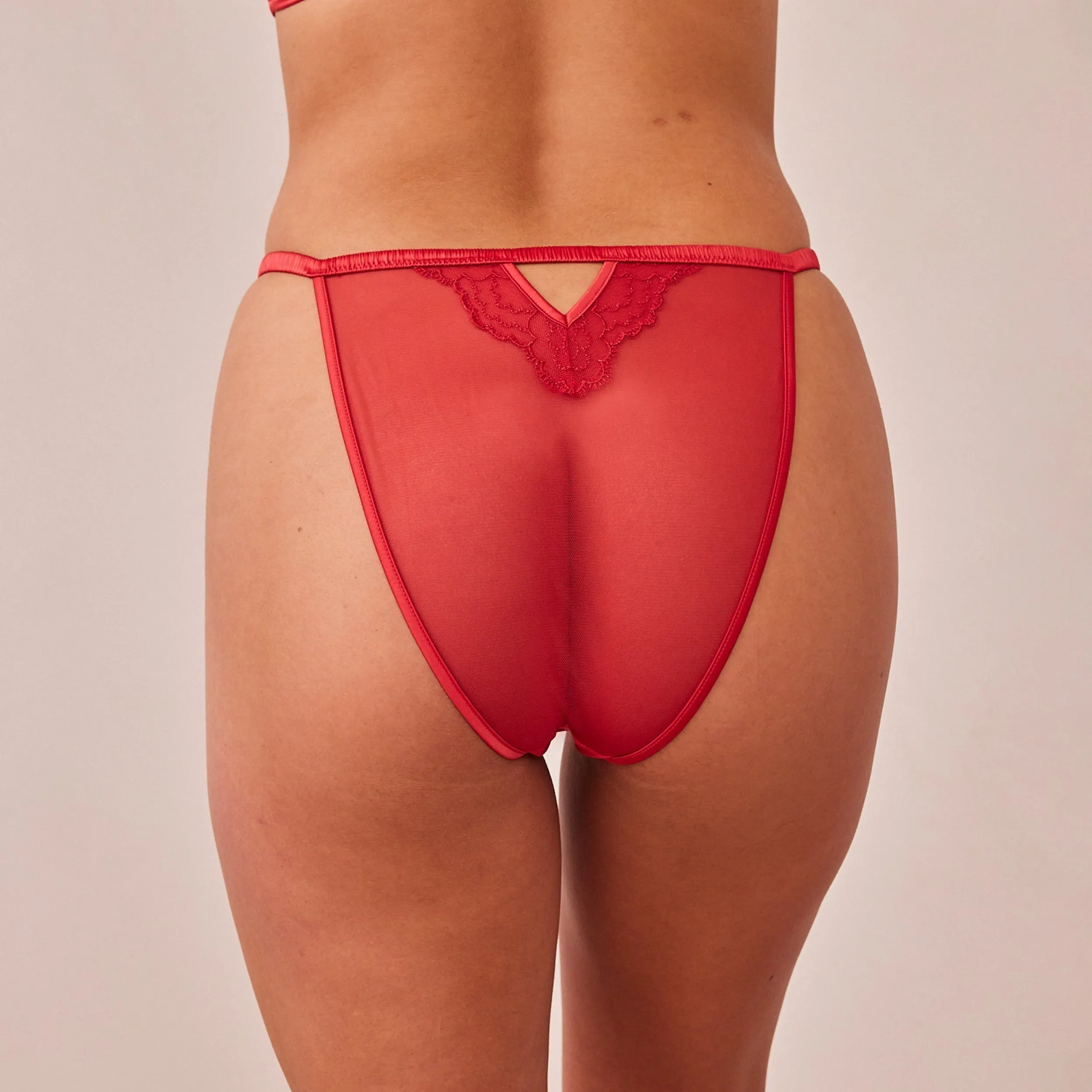 Quilted Lace Briefs - Maroon