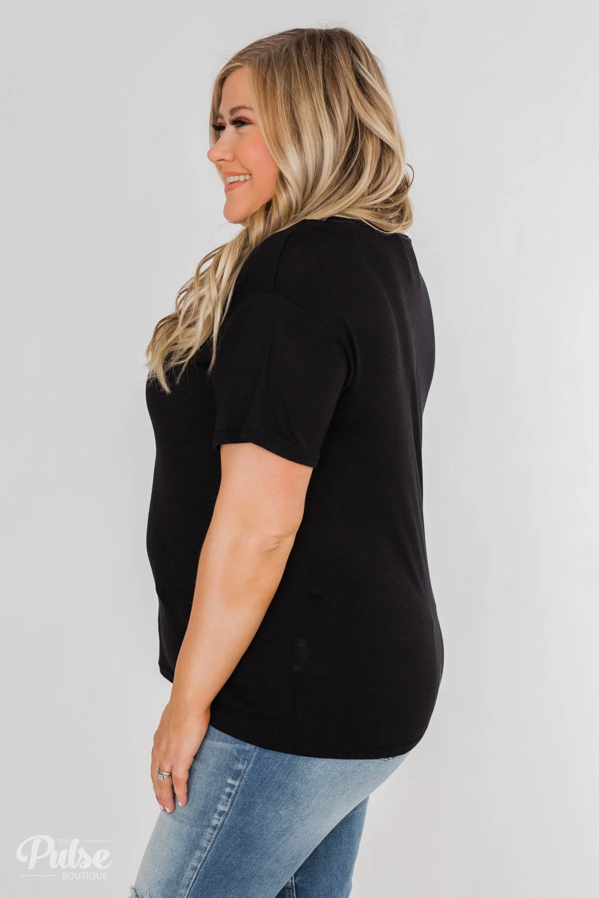 "Caffeine Queen" Graphic Top- Black