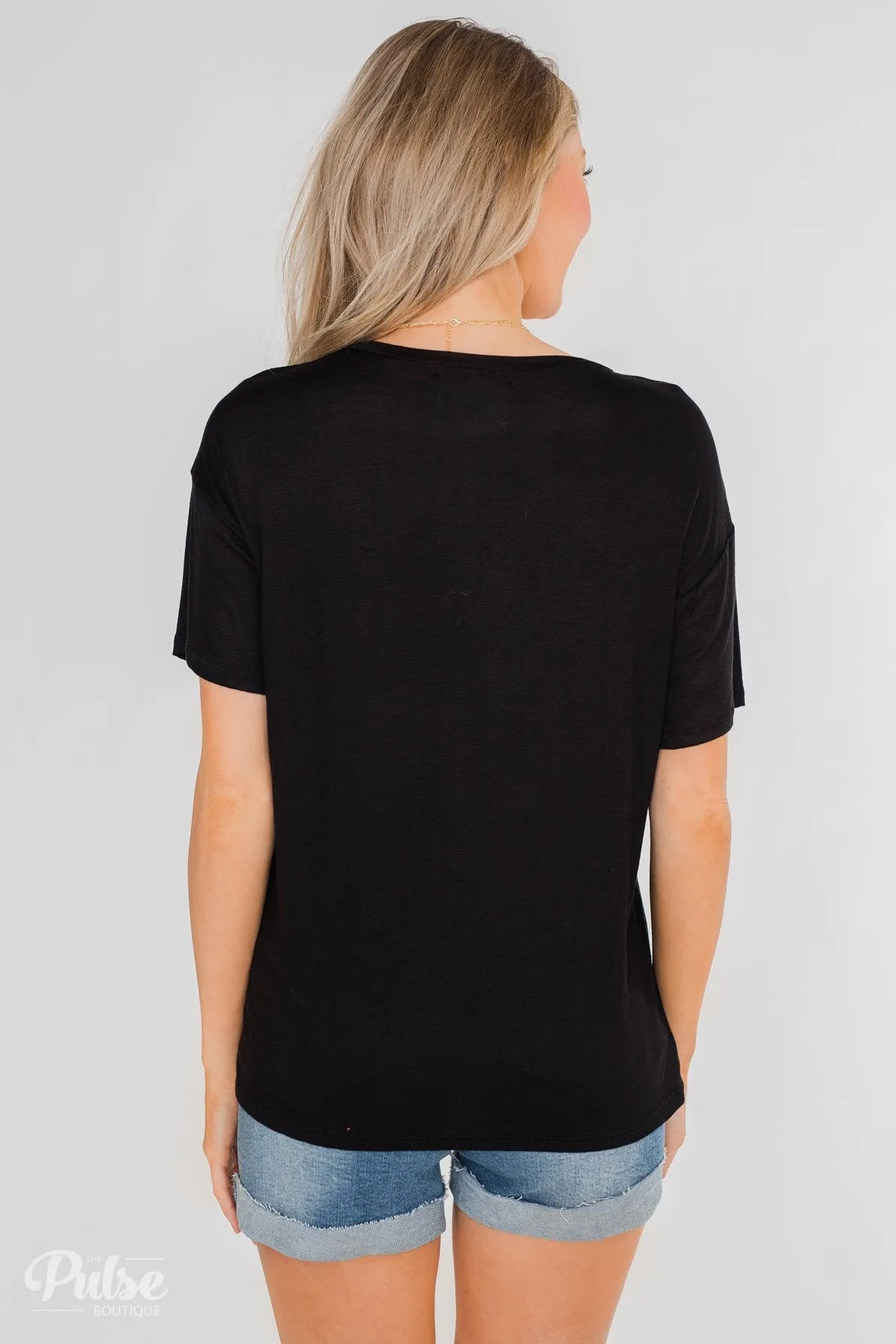 "Caffeine Queen" Graphic Top- Black