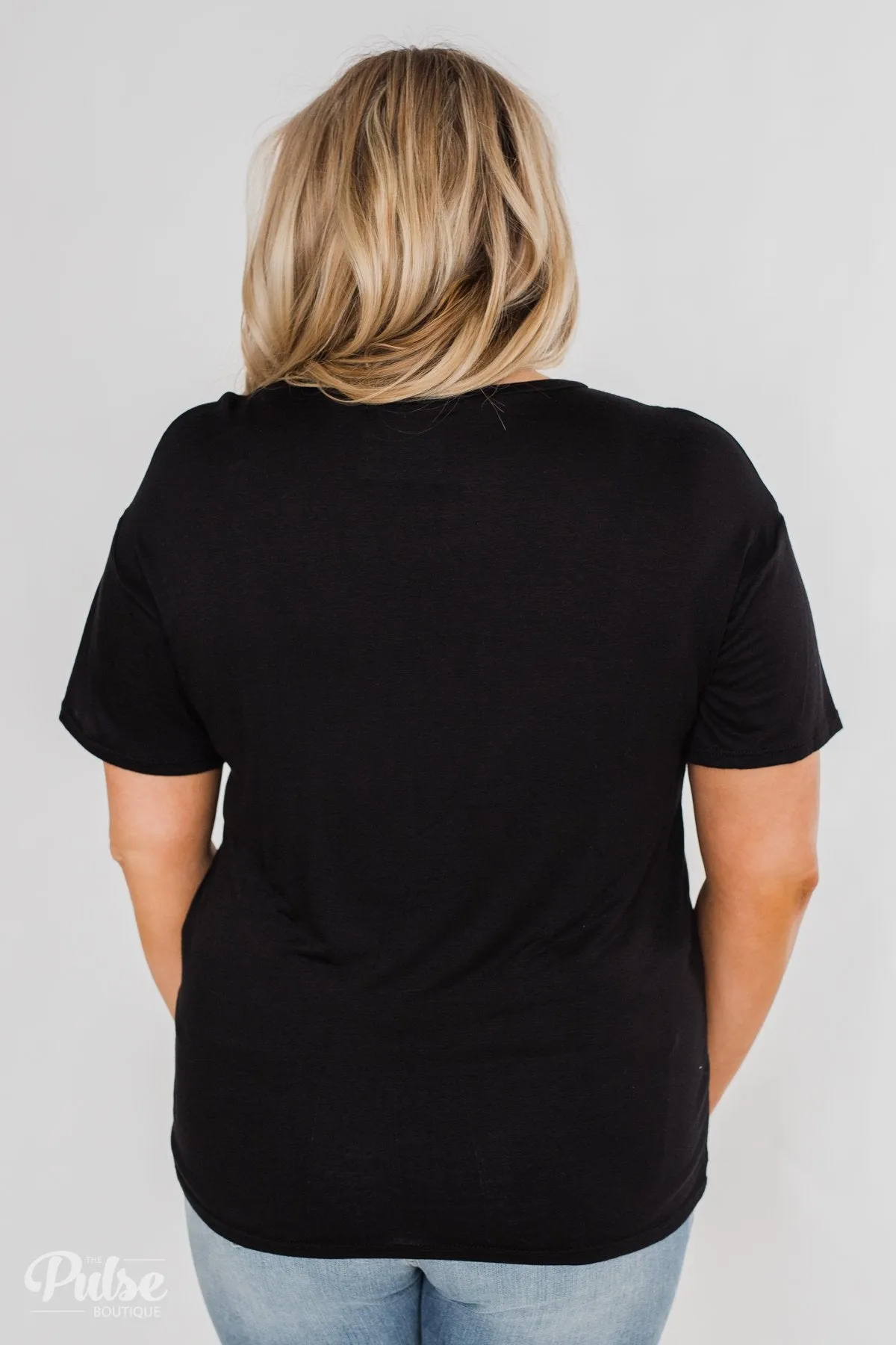 "Caffeine Queen" Graphic Top- Black